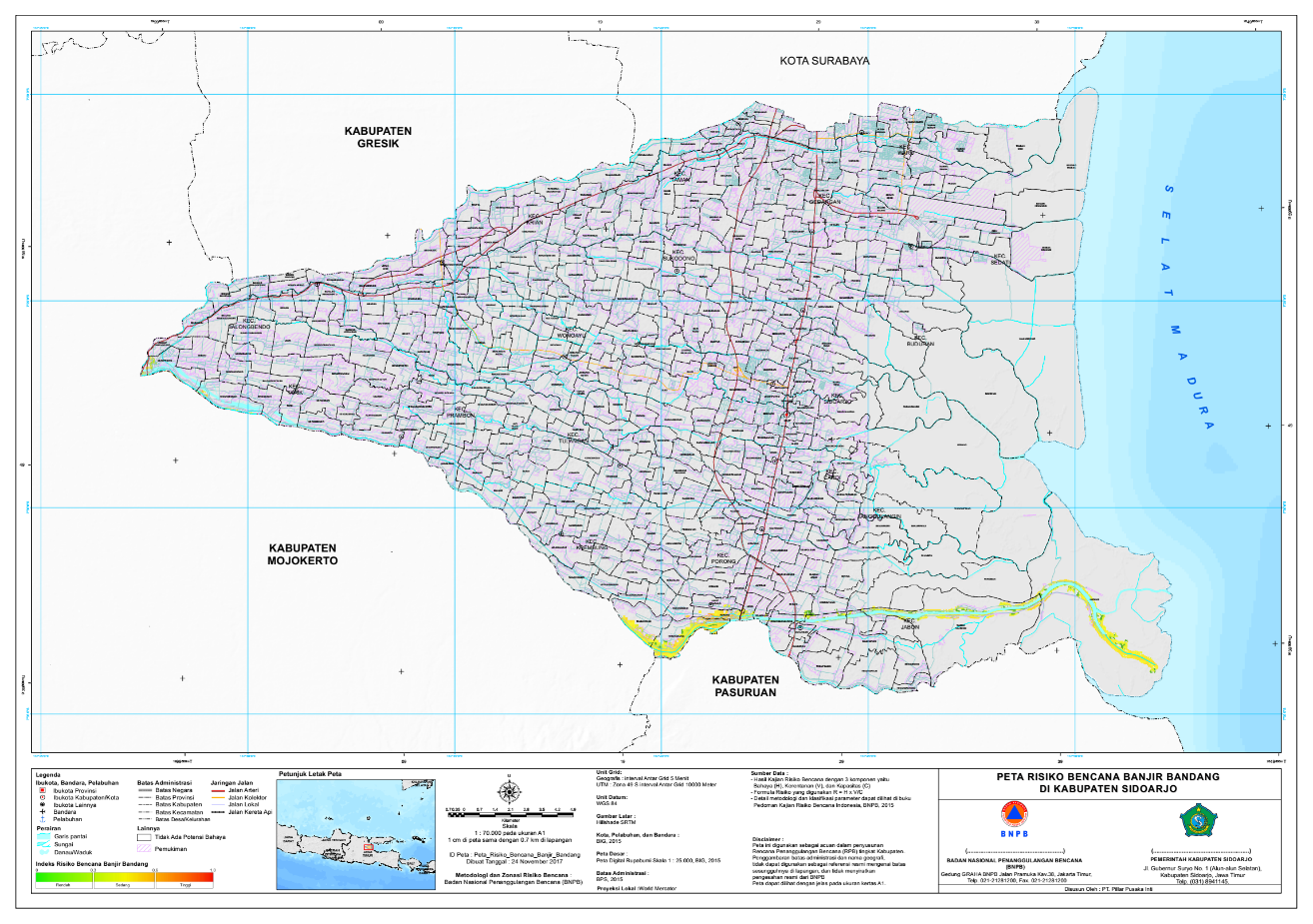 Peta Risiko Bencana Banjir Bandang di Kabupaten Sidoarjo