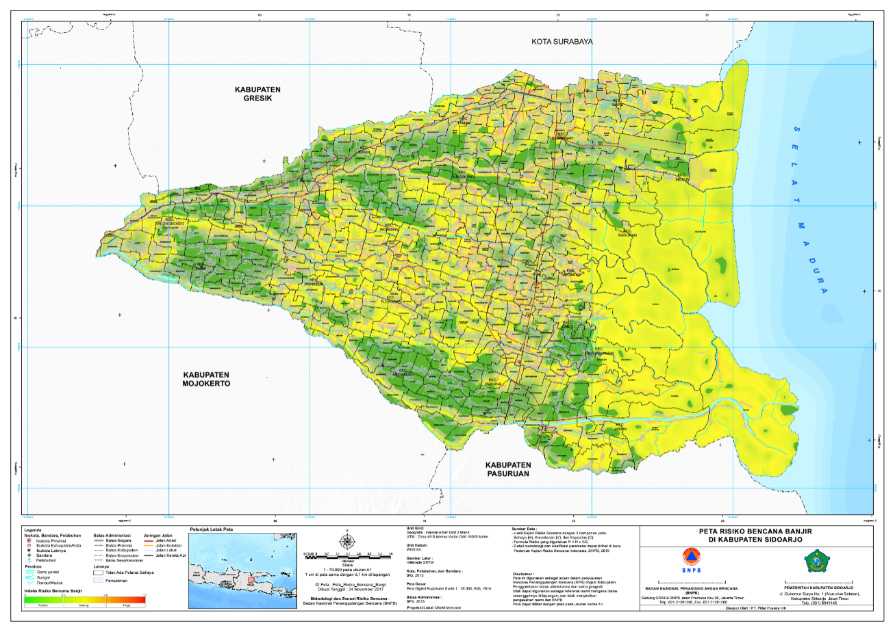 Peta Risiko Bencana Banjir di Kabupaten Sidoarjo