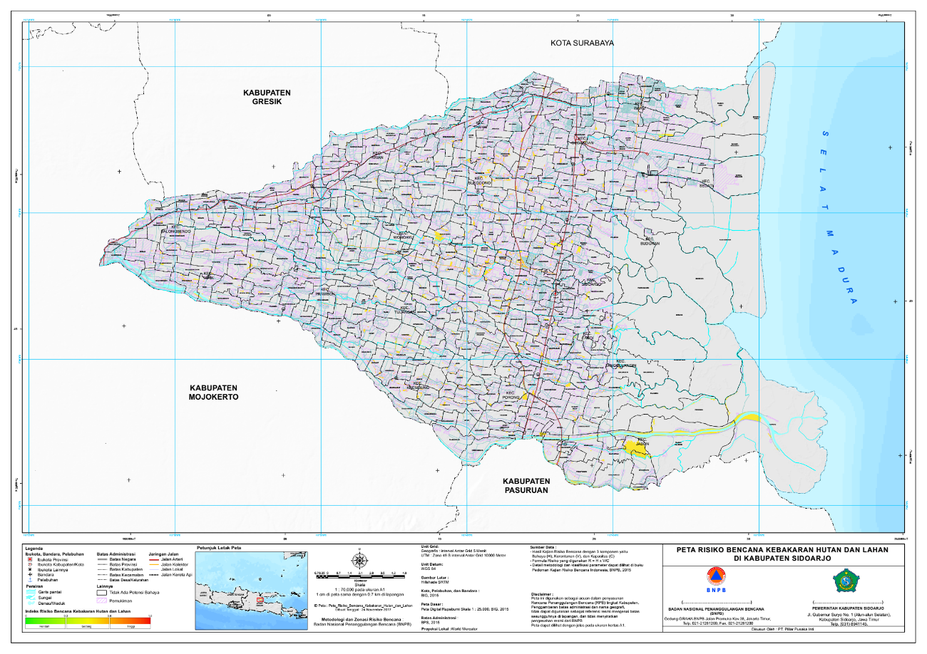Peta Risiko Bencana Kebakaran Hutan dan Lahan di Kabupaten Sidoarjo