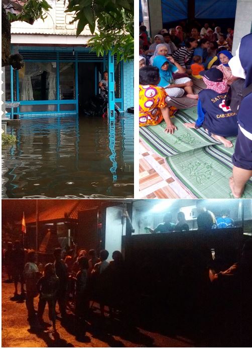Genangan Air Meningkat Warga di desa Kupang dan Semambung Kec. Jabon di evakuasi